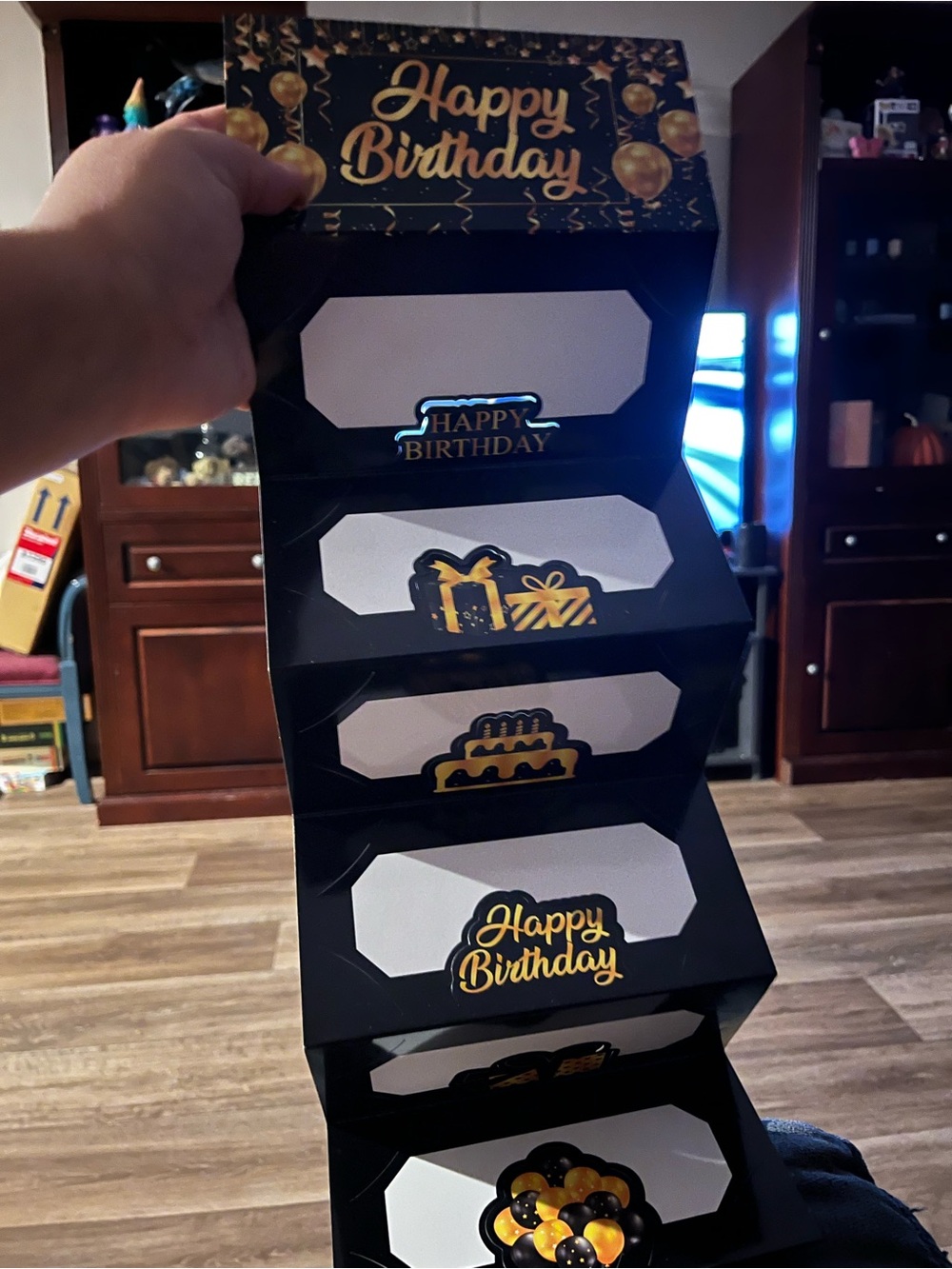 Birthday Pop-Up Hanging Garland - Black & Gold